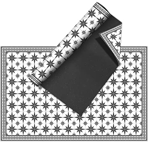 VINILIKO Design | Alfombra Vinílica Hidráulica - Estrellas Gris 100x160 cm - Interior y Exterior, Antideslizante, Lavable - Azulejos Baldosas - - Alfombra Vinilo Salón, Terraza