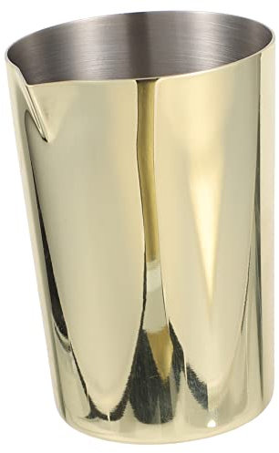 KICHOUSE Stainless Steel Mixing Glass with Gold Plated Rim Bar Cocktail Pitcher for Bartender and Home Use Metal Drink Mixing Glass and Shaking