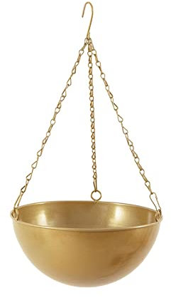 Xnferty Eisen-Blumentöpfe, Metall-Hängeblumentopf, Großer Hängepflanzer, Hängekorb, Blumentopf, Hängekörbe, Hängetöpfe, Pflanzgefäß, Grüne Töpfe, Hängende Orchideentöpfe(Gold groß)