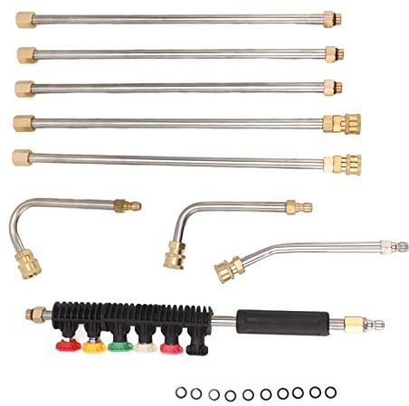 Tige D'extension de Pistolet de Nettoyeur Haute Pression, Ensemble de D'extension de Nettoyeur Haute Pression avec 6 Buses 1/4 à Connexion Rapide