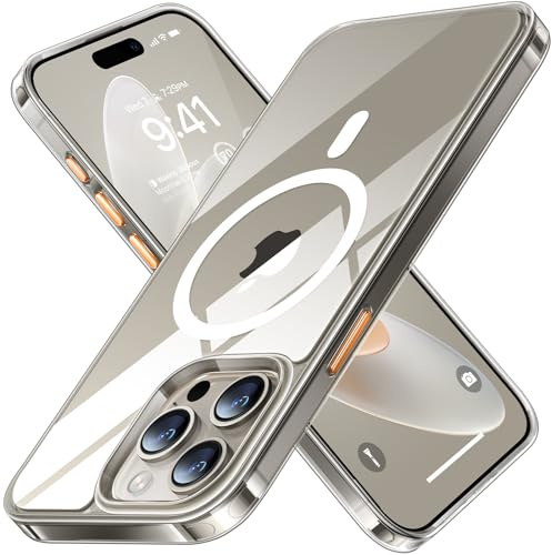 TORRAS für iPhone 15 Pro Max Hülle für Magsafe (TOP Militärschutz & Magnetkraft) Extrem Haltbarkeit Hülle iPhone 15 Pro Max Case Stoßfest Samtige Touch Dünn Handyhülle Transparent, Diamond-Mag | (TOP Militärschutz & Magnetkraft) Extrem Haltbarkeit Hülle iPhone 15 Pro Max Case Stoßfest Samtige Touch Dünn Handyhülle