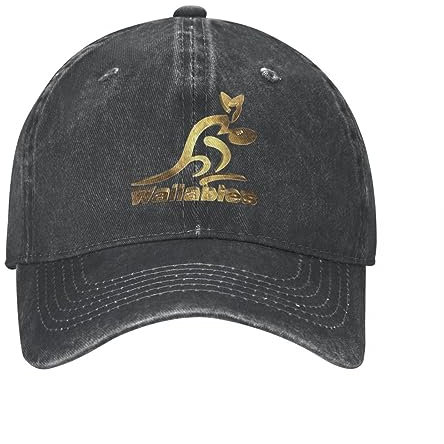 VIDOJI Baseballmütze Klassisch lässig Australien Rugby Wallabies Gold Baseballkappen Vintage Distressed Washed Snapback Hut Männer Frauen Outdoor All Seasons Travel Cap Hut