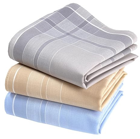 Mouchoirs Tissu Homme Premium 100% Coton Peigné - 45cm x 45cm - 3 Pièces - Modèle V8215