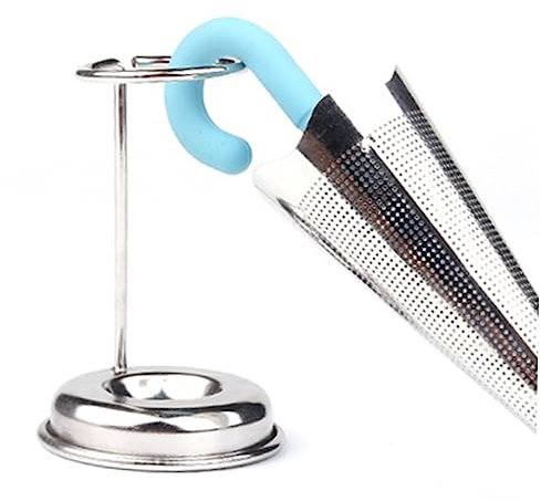 BRIGHTFUFU Stainless Steel Fine Mesh Tea Infuser Cup Umbrella Style Reusable Leaf Filter Strainer for Fresh Tea Making