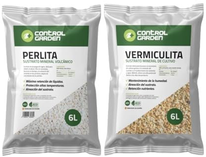 Control Garden Pack Perlita 6L + Vermiculita 6L | Sustrato para Plantas y Cultivos Interior y Exterior | Fabricado en España