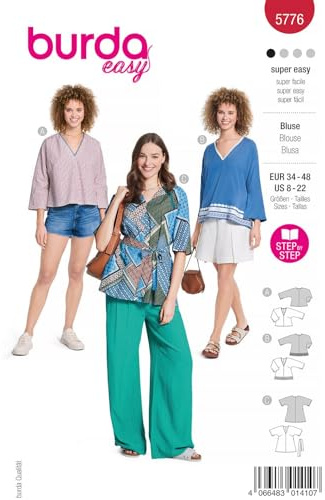 Burda Schnittmuster, 5776, Bluse [Damen, Gr. 34-48], Level 1 super easy