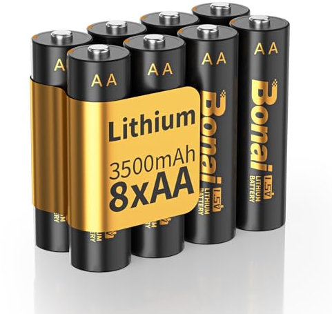 BONAI Batterie al litio AA Non Ricaricabili da 1,5V 3500mAh 8 pezzi Batterie AA di Lunga Durata e a Prova di Perdite per Torcia, Giocattoli, Telecomando