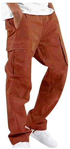 Générique Jogging Homme Léger Pantalon Homme Grande Taille Léger Coupe Régulière Pantalon Ete Homme Leger Jogging D'extérieur Taille Elastique Plage Treillis Militaire Pas Cher Orange 3XL