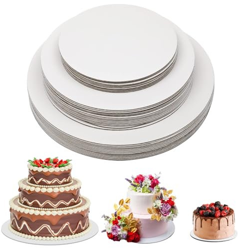24 Pcs Plateau À Gâteau, Supports À Gâteaux Ronds, Disque Gateau, Supports À Gâteaux Cake Board Ronds 20/25/30Cm, Tambour À Gâteau, Cake Board Plateau Pour Le Transport Et La Décoration Cake (Blanc)