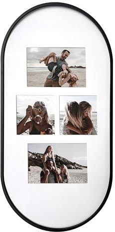 K&L Wall Art Aluminium Bilderrahmen Foto-Collage Metallrahmen Bilder Aluminiumrahmen Wandbild (Schwarz Fotorahmen oval, 25,4 x 50,8 cm)