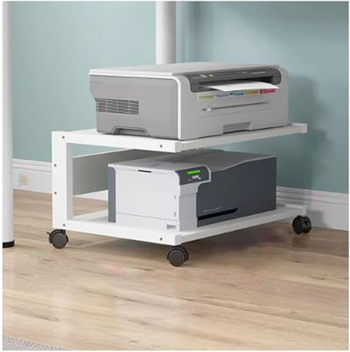 LIFEWEAR Mobiler Druckerständer für Unter Den Schreibtisch 2-stufiger Druckertisch mit Rollen Stabiles Druckerregal mit Stauraum Rollender Drucker Tisch fürs Büro, C Style-Innenhöhe 20cm