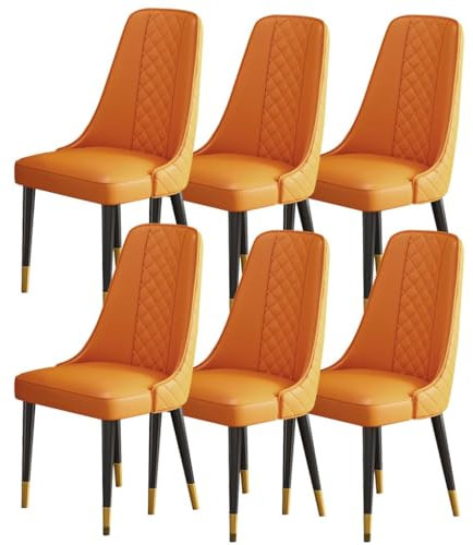FLEPYHB Esszimmerstühle, Esszimmerstühle, Küche, Wohnzimmer, Beistellstühle, 6er-Set, Küchen-/Esszimmerstuhl, Modern, Nappaleder, Hohe Rückenlehne, Gepolsterter Weicher Sitz, Stabile Metallbeine