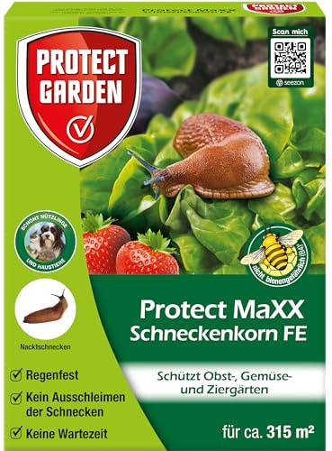 PROTECT GARDEN Protect MaXX Schneckenkorn FE, regenfest, zuverlässige Schneckenbekämpfung an Gemüse, Obst und Zierpflanzen, 1,2kg Faltschachtel für bis zu 315m²