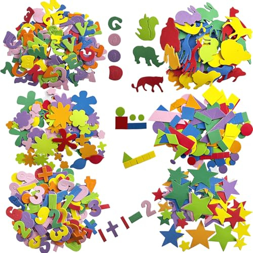 Schaumstoff Aufkleber,770 Stück Selbstklebende Buchstaben Aufkleber Moosgummi Buchstaben Moosgummi Sticker Kinder Buchstaben Sticker für Kunsthandwerk Sammelalben DIY Dekoration