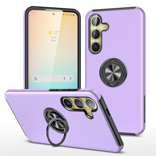 Riccase for Samsung Galaxy A56 5G Case with Ring, 360° Kickstand Military Grade Shockproof Metallic Hard PC Shell Soft TPU Silicone Bumper Case Samsung A56 5G Phone Case Light Purple