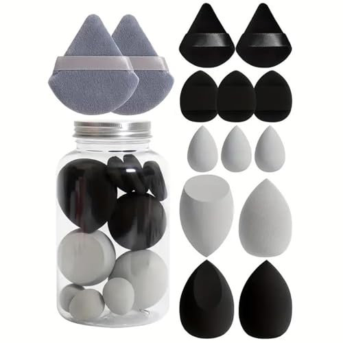 14 Pièces Kit Éponges De Maquillage Et Houpettes, Mélangeur D'éponge De Maquillage, Pour Le Maquillage Du Visage Pour Estomper Le Fond De Teint Et La Crème, Utilisation Humide Et Sèche