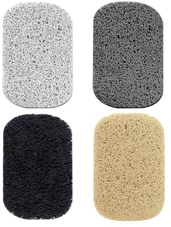 BUOKSLLY 4 bandejas de jabón Luffa, jabonera para lavabo, ducha, soporte para jabón, plato de jabón no deslizante, reutilizable, respetuoso con el medio ambiente, secado rápido, perfecto para baño,