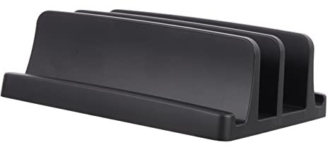 GRIRIW Vertical Laptop Stand Double Slot Plastic Desktop Laptop Organizer Supporting Stand for Desk Use Dock