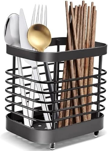 Txmyxgs Porta Posate, Mensola per Cucchiai da Cucina in Acciaio Inossidabile,Supporto Per Utensili Da Cucina Per Conservare Coltelli, Forchette,Cucchiai E Bacchette In,Nero