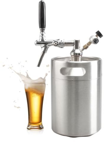 NJDQFA Fût de Bière de bièreen Acier Inoxydable 304, Seau de bière Portable, pour Garder Les bière fraîches, Brassage Maison,[a] 2l/0.5gallon