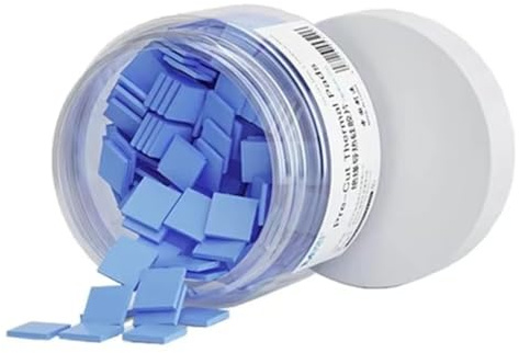 Quystetes 100 almohadillas térmicas de silicona de 12 x 12 mm, color azul y gris para reparación de teléfonos móviles, portátiles, placas base, reparación de CPU, alfombrilla precortada