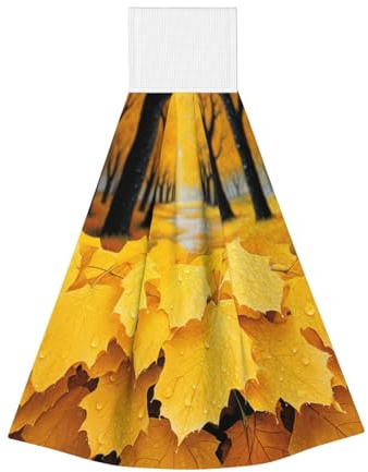 MMSJSBVY Autumn Yellow Leaves Coral Fleece Hand Towel, Hanging Absorbent Towel And Household Cleaning Towel, Suitable For Kitchen Utensils, Car Windows, Camping Equipment (45x36cm)