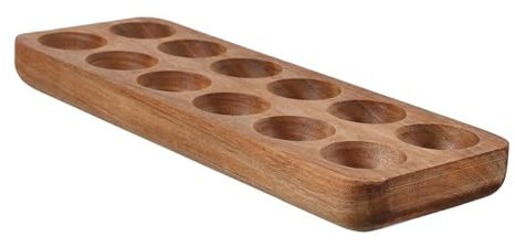Luxshiny Portauova Da Cucina in Legno Acacia 12 Fori, Vassoio Portaoggetti Da Banco Per Conservazione in Frigorifero, Espositore Da Banco Per Uova Fresche, Organizzazione Cucina Casa