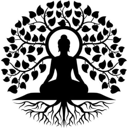 JuanNest Árbol De La Vida Buda Arte De Pared De Metal, Buda Mandala Meditación Yoga Altar Buda Interior Zen Decoración para El Hogar, Decoración De La Pared Jardín Al Aire Libre Patio Colgante 50cm