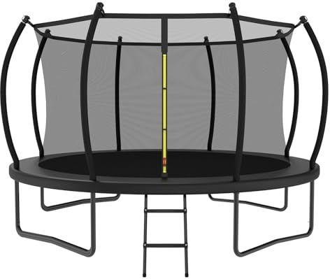 ACWARMHOME Trampoline Outdoor 10FT，Recreational Trampolines for Kids and Adults, Trampoline Outdoor with Net and Ladder, ASTM Approved, Black