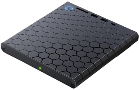 Harewtwy Lector de CD DVD Externo USB 3.0 Unidad de CD/DVD con Puertos SD/TF Grabadora de DVD Reproductor de Unidad de CD/DVD para PC PortáTil