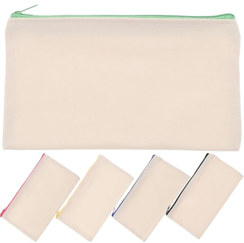 ifundom 5 Stück-Pack Weiße Canvas Kosmetiktaschen mit Reißverschluss Tragbare Selbstgemacht Kulturbeutel für Camping und Hotel Handgemalte Graffiti Schminktaschen für Makeup Aufbewahrung