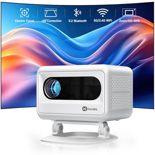 VOPLLS Mini Beamer, 24000L E-Fokus Trapezkorrektur Klein Projektor 4K Unterstützt, Portable Projectok WiFi6 Bluetooth 5.2 Full HD 1080P, Tragbarer Video Projector für Handy/TV Stick/Laptop/HDMI