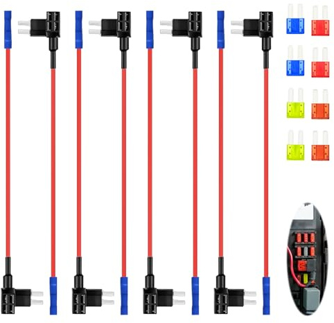 8pcs Micro2 Stromdieb KFZ Sicherung Adapter 12V für Auto PKW Motorrad Boot | Flachsicherungsadapter Piggyback Sicherungsdieb, Add A Circuit Stecksicherung Verteiler mit Autosicherungen 5A 10A 15A 20A
