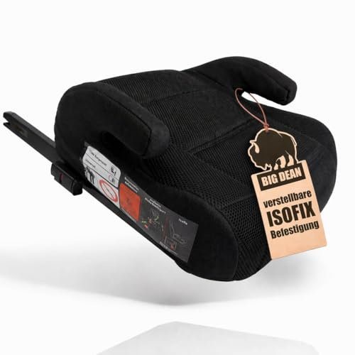 BigDean Auto Kindersitzerhöhung Isofix neuste i-Size Norm R129 Schwarz