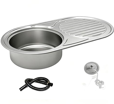 Fregadero Pequeño Cocina, Fregadero Camper con Escurridor, Uso Camping Acero Inoxidable, para Pequeño Bar Camping