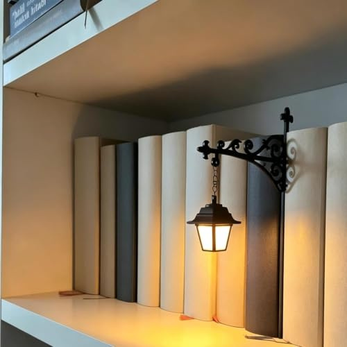 Lanterna per Biblioteca - Illuminazione Decorativa per Scaffali, Luci per Scaffali da Lettura per Amanti dei Libri, Lampada da Angolo per Studio in Stile Antico a LED per Libreria Domestica, Regalo
