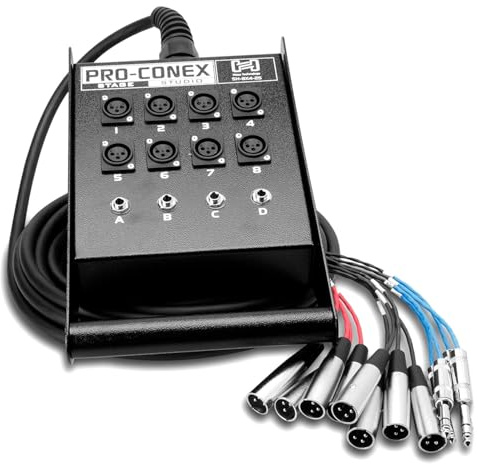 Hosa SH-8X4-100 Pro-Conex Stage Box Snake, Hosa 8 x XLR Sends and 4 x 1/4 TRS Returns, 100 Feet