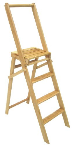 Sgabello Scala Scaletta in Legno richiudibile con spalliera 4 gradini