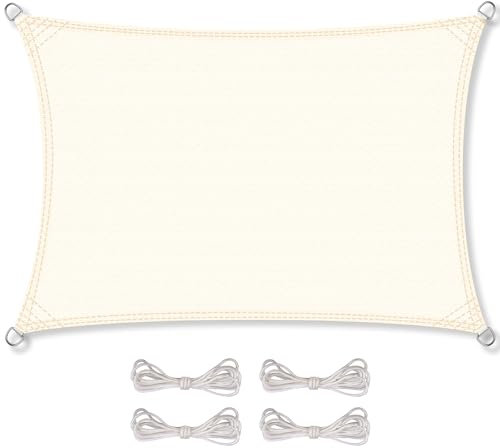 CelinaSun tenda parasole a vela giardino balcone HDPE polietilene traspirante rettangolare 2,5 x 5 m bianco crema