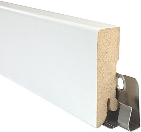 TRECOR® CUBE Sockelleiste, Fußleiste 16 x 58 mm in Weiß RAL 9016 - CLIPSTAR Fräsung - Länge: 240 cm - Sie kaufen (5 Stück) Gesamt: 12 Meter