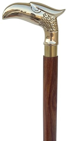 SABKraft Eagle Canne de Marche – Rare Eagle Tête en Bois Canne bâton de Marche pour Homme et Femme – Cannes et bâtons de Marche en métal avec poignée de Laiton
