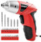 Hi-Spec 27 Pc Red 3.6V Cordless Electric Screwdriver Set. Power Screwdriver with Rechargeable Battery LED Light and 23 Driver Bit Set for DIY Home & Office