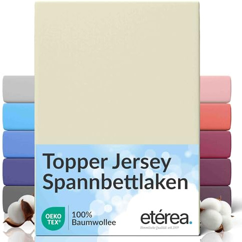 etérea Jersey Topper Spannbettlaken 90x200-100x200 cm Natur 5-10cm Steghöhe