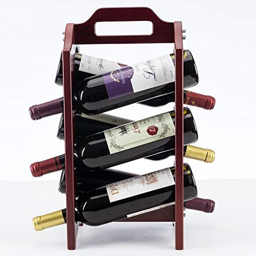 MYBA Weinregal Arbeitsplatte Weinregal Tabletop Holz Weinhalter for 6 Flasche Wein Home Decor Bar Weinregale freistehende Boden Geschenk Flaschenregal (Color : A)