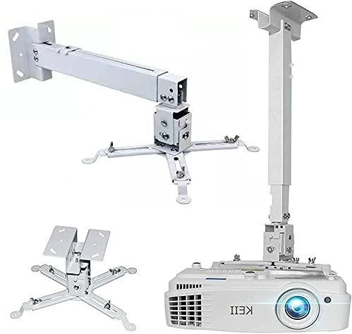 Coret Projector Drop Ceiling Mount, Universal Hanger Wall Mount Shelf Holder, Adjustable Height Pole Mount for Epson Optoma Benq, Holds up to 33 lbs (White)