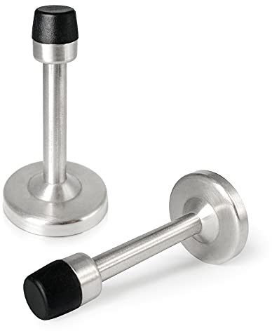 Türstopper, 2 Stück, Wandschutz, Türstopper, gebürstetes Nickel, satiniert, Türstopper mit Gummi-Stoßdämpferspitzen für Schalldämpfung, Türmontage, schützt die Wand vor Beschädigungen.