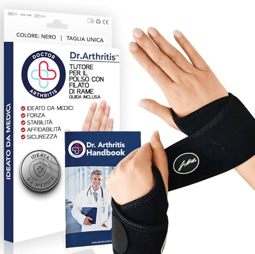 Dr. Arthritis Orthèse Poignet Infusée De Cuivre Conçue Par Des Médecins, Attelle Gauche Et Droite, Protège Poignet/Orthèse Pouce, Support De Nuit Pour Femmes Et Hommes [Noir, 2 Paires]