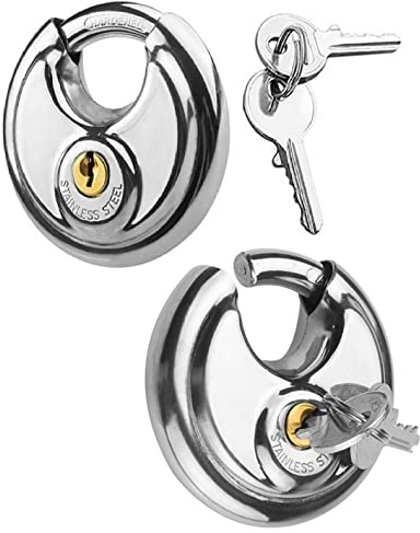 2er Set Rundschloss 70mm | Sicherheitsschloss mit 2x Schlüssel | 9mm Vorhängeschloss wetterfest - Edelstahl | Auto Anhänger Kastenschloss | Hängeschloss für Außenbereich