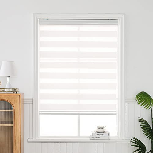 QiBoYuYe Day Night Blind Zebra Roller Blinds Blackout Window Curtain For Bedroom Door Windows Aluminium Cassette Translucent Vision Curtains (White Width 120cm X Height 150 cm)