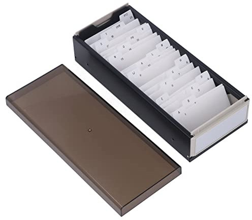 Cyrank Kartenhalter-Organizer, Visitenkartenhalter-Organizer mit Deckel, Visitenkartenboxen für Büro-Schreibtisch-Karten-Organizer(Schwarz)